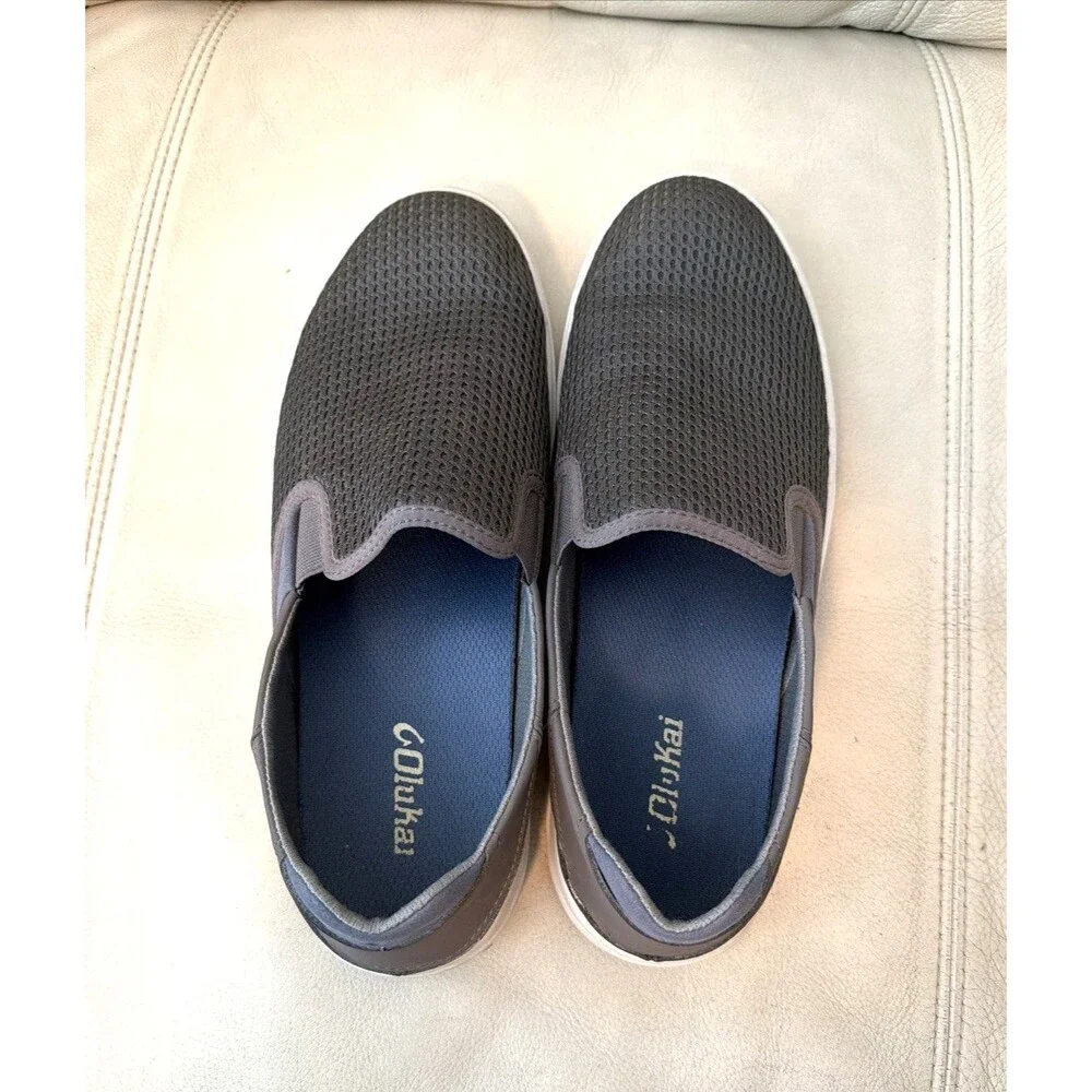 Olukai Lae'Ahi Slip On Sneakers Loafers Men’s Size US 10 M Grey Mesh